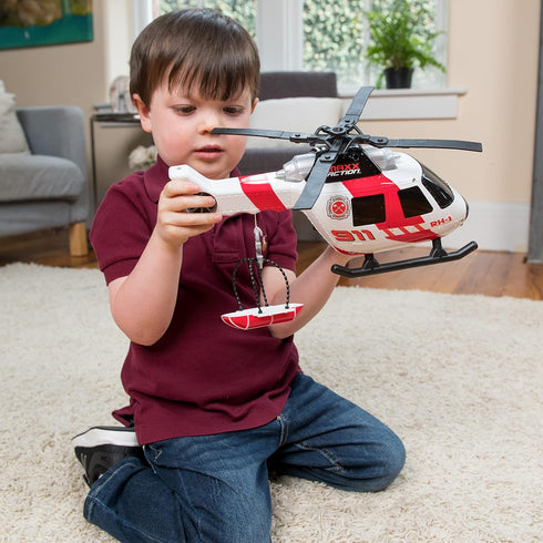 Sunny Days Entertainment Maxx Action Large Helicopter - Lights and Sounds Vehicle with Motorized Turbine and Spinning