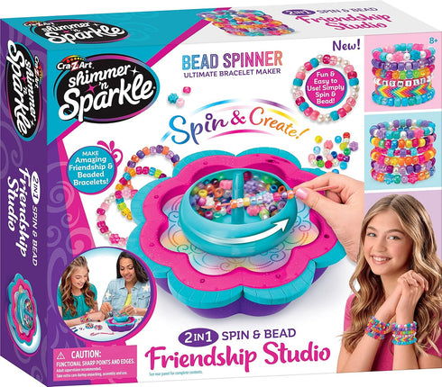 CRA-Z-Art Shimmer ‘N Sparkle 2-in-1 Spin & Bead Friendship Studio Bracelet Maker for Ages 8 and Up
