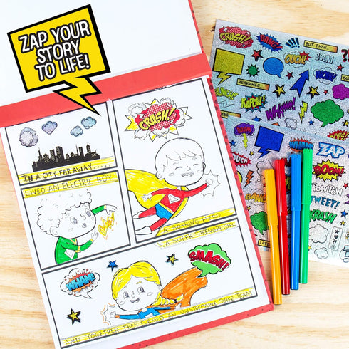 15-Page, 5 Made By Me Make Your Own Comic Book Storytelling Kit for Kids, Hardcover, How-to Draw Instructional Guide