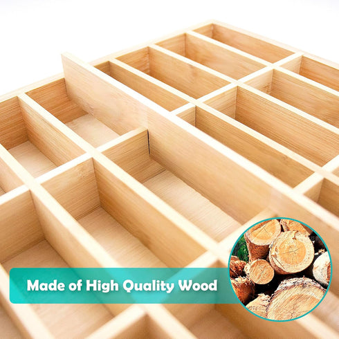 KISLANE Stylish Bamboo Wood Toy Cars Display Case with Removable Shelves for 30-Slot Wall-Mountable Organizer