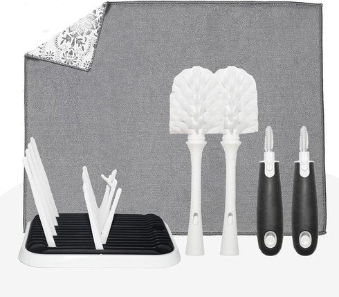 Priver Complete Baby Bottle Care Bundle - Drying Rack, Dish Mat, Bottle