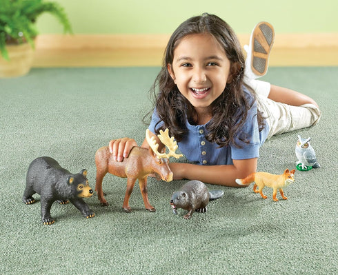 Learning Resources Jumbo Forest Animals - 5 Pieces, Kids Play Animal Figures, Ages 3+, Preschool Learning Toys, Zoo