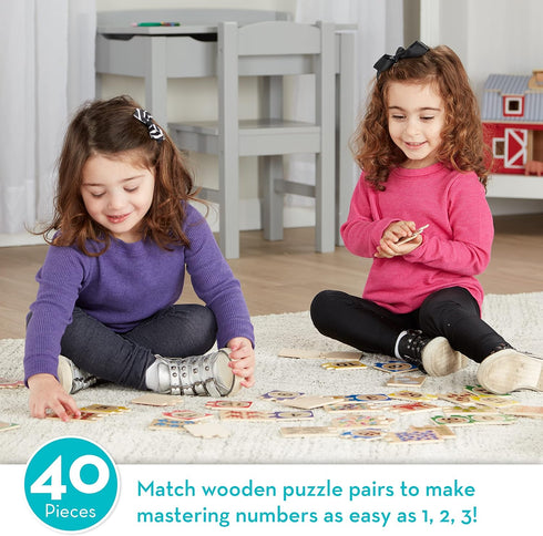 Melissa & Doug Self-Correcting Wooden Number Puzzles With Storage Box (40 pcs)