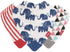 Nuby Reversible 100% Natural Cotton Muslin 3 Piece Teething Bib, Grey/Red/Blue, Arrows/Stripes/Elephants