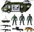 Set JOYIN Military Vehicles Toy of Friction Powered Transport Helicopter with Light and Sound Siren, and Soldier Army