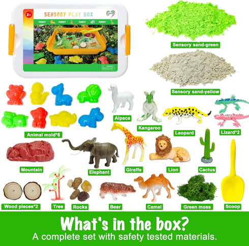 Playset Set 3 4 5 6 7 Carolart Jungle Sensory bin,Safari Animal Figures Toys,Wild Forest Sandbox,Desert Animals Play