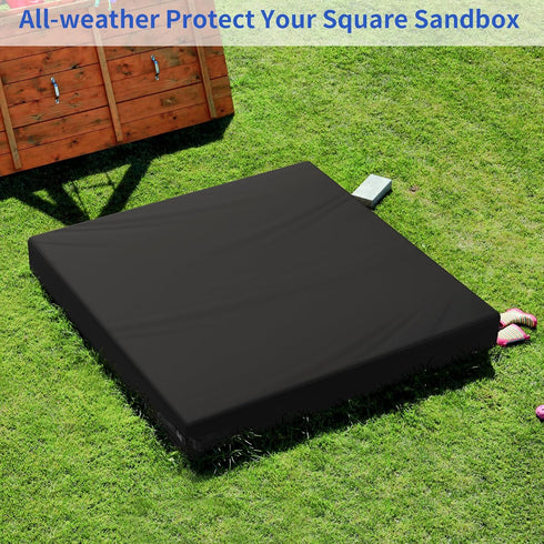 800D Toys(Black,72" 72" 8") Sandbox Cover, Oxford Cloth Waterproof Outdoor Square Sand Box Cover for Kids, Protect