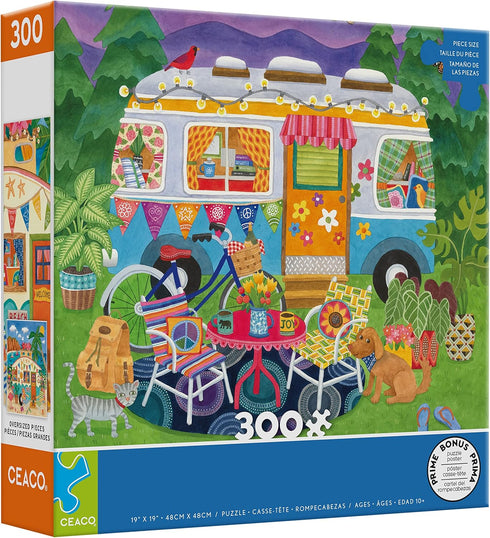 Ceaco Happy Camper Mountain Camper Oversized Jigsaw Puzzle, 300 Pieces, 19 x 19