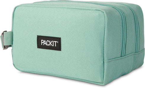 PackIt(R) Freezable Dual Compartment Snack Box, Sage, Insulated and Freezable with EcoFreeze(R) Technology, Buckle