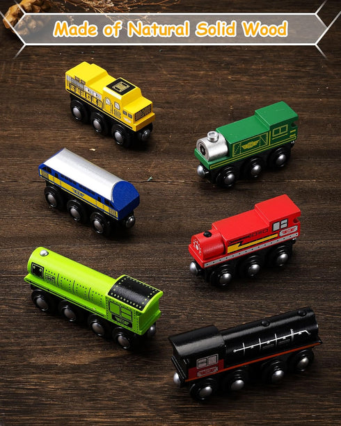 Set Set (10 3+ SainSmart Jr. Wooden Train Accessories, Magnetic Toy Car PCS), Compatible with All Major Brands, Gift