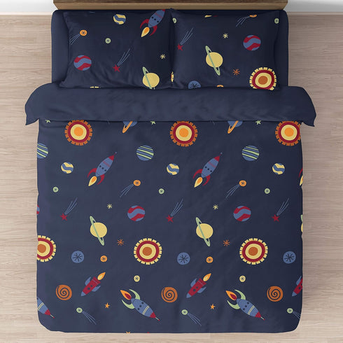 Sweet Jojo Designs Space Galaxy Planets Boy Small Fabric Toy Bin Storage Box Chest For Baby Nursery or Kids Room - Navy
