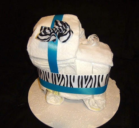 Body TST Diaper Cake Stroller Centerpiece (baby blue) by Little KG's Dreams