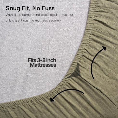 100% 52"x28", 2 Pack Salt Earth Organic Cotton Muslin Standard Fitted Crib Sheet for Boys, Girls & Toddlers Soft