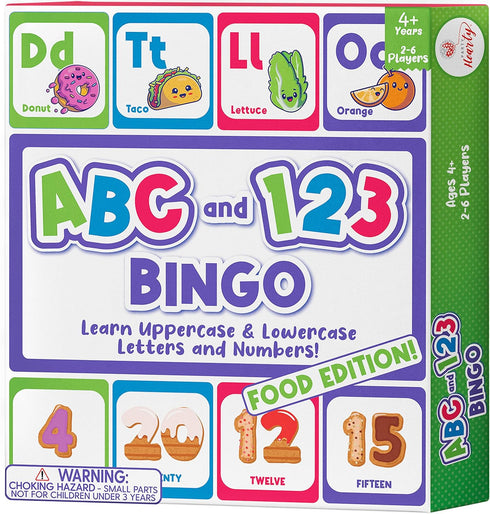Party Hearty Alphabet and Number Bingo Board Game - ABC and 123 for Kindergarten and Preschool Kids