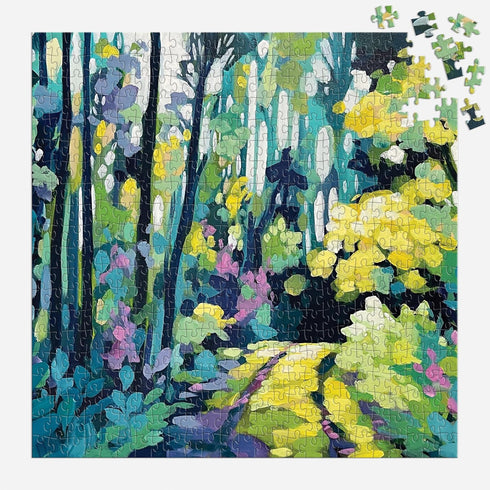 Galison Painted Path – Clair Bremner 500 Piece Puzzle Featuring Greenery Over A Forest Path
