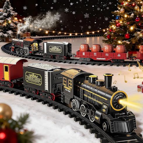 Set 3-4, Sets 3-8 Train for Toddlers Electrical Trains with Track, Light, Sound, Christmas Train for Around The Tree
