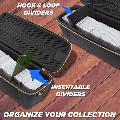 CASEMATIX Card Case Holder for Trading Cards - 1000 Card Game Case with 5 Removable Dividers and Shoulder Strap