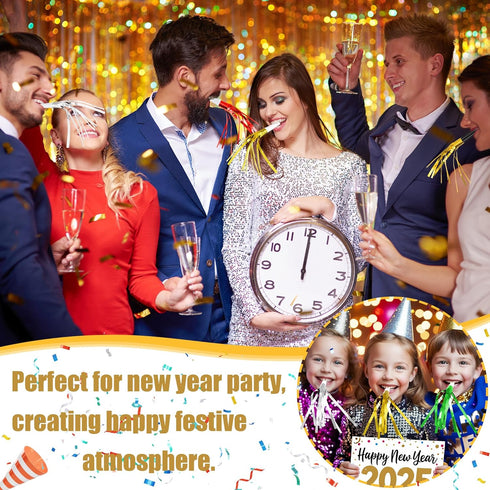 Twavang 12 Pcs Glitter Noise Makers Metallic Fringed Party Blower for Adults Birthday Graduation New Years Party Favors
