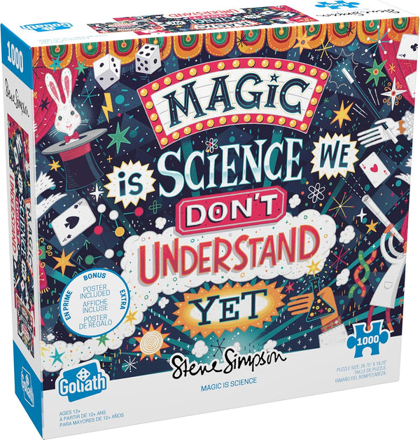 Goliath Steve Simpson: Magic is Science 1000-Piece Puzzle with Poster, Completed Size 26.75 x 18.26 Inches
