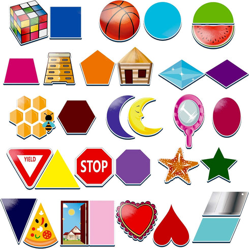32 Shape and Color Magnets with Real World Objects for Preschool Learning and Associative Memory