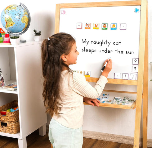 110 PCS Sentence Building Kit for Kids, Speech Therapy Toys, Word Building Magnets, Reading Games for Toddlers