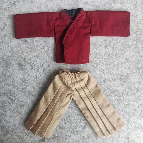 1/12 Samurai Uniform Kimono Clothes for 6" SHF MEZCO 3ATOYS Vtoys Action Figure Doll Clothes (Red)