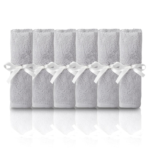 10"x10" Pack 6 Natemia Baby Washcloths - Soft Cotton Baby Towels - of Multipurpose Reusable Wipes for Infants