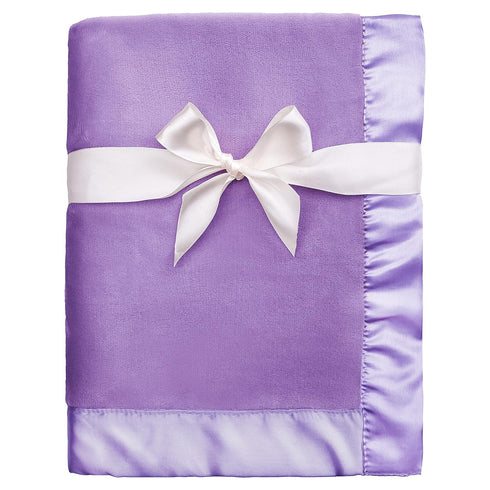 Pro Goleem Soft Plush Fleece Baby Blanket with 2 Inch Satin Trim, Purple 30''x40'' for Boys and Girls