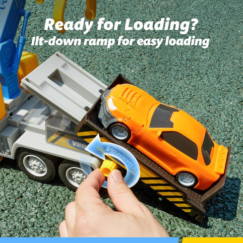 3 4 5 6 7 2 JOVA Vroomix Kids Tow Truck Toys for Years Old Boys, Toddler Car Toys, Large Truck with Transformation Cars