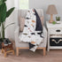 NOJO Little Love Dino Baby Blanket in White, Navy, and Tan Palm Trees, Super Soft