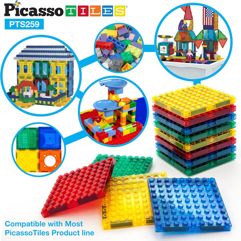 PicassoTiles 259pcs Magnetic Brick Tile Building Block Combo Set, Compatible with Other Tiles for Ages 3+