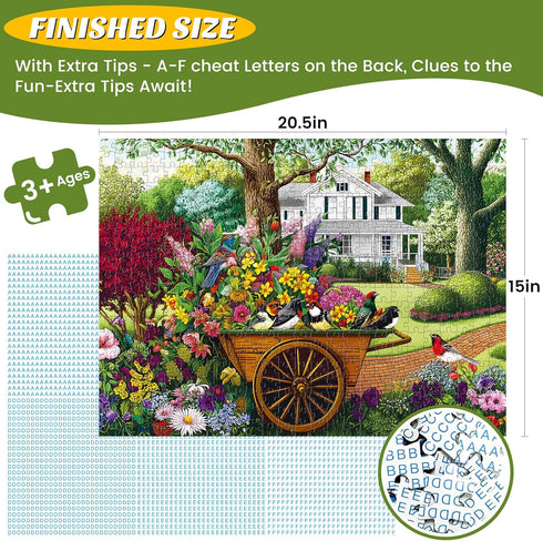 500 500 20.5 15 Pieces Puzzle for Adults,Birds and Flowers Puzzle,Recycled Cardboard House,Tree,Landscape Puzzles