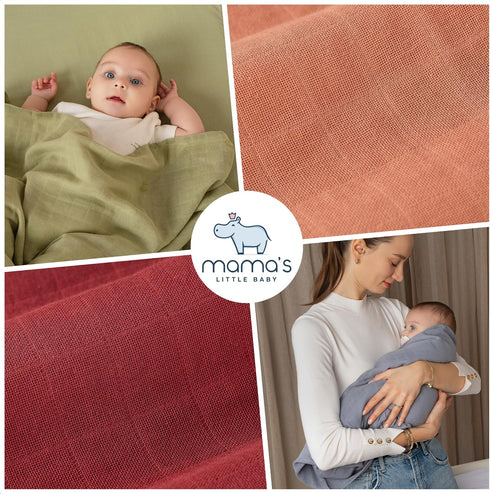 Mama's Muslin Swaddle Blankets for Newborns, Ultra-Soft, Breathable, 100% Cotton Receiving Blanket, 47"x47"- Pack of 4