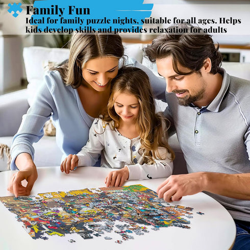 1000 Piece Jigsaw Puzzle for Adults - Dog Party Game with Sturdy Blue Cardboard, Perfect Snap 27.6x19.7 Inches