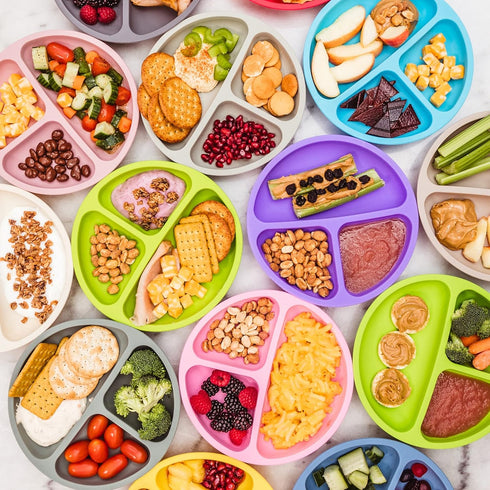 WeeSprout Silicone Divided Plates (No Lids), 100% Food Grade Silicone for Toddlers & Kids, Dishwasher Safe