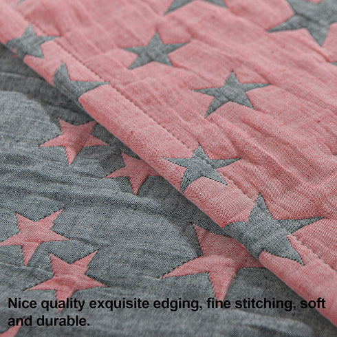 NTBAY 3 Layer Toddler Blanket - Muslin Cotton Jacquard, Lightweight Thermal Baby Blanket, 30"x40", Red and Black Star