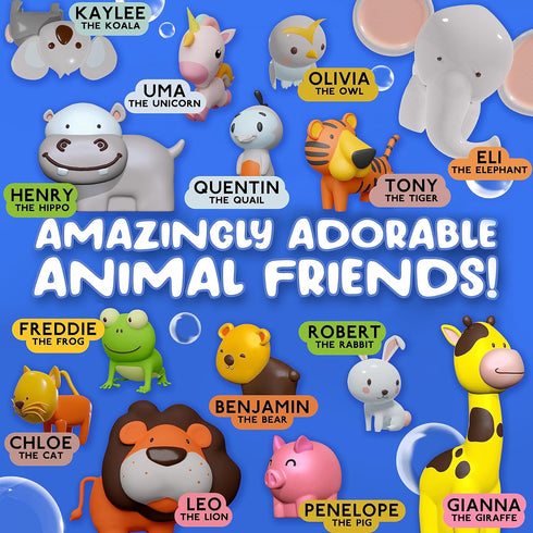 14 Set Set 1 3 6 12 18 SplashEZ Mold Free Animals Bath Toys, No Hole Bath Toys for Toddlers, Bathtub Animals for Kids