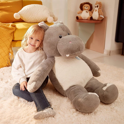 IKASA Giant Hippo Stuffed Animal - 30" Jumbo Plush Toy for Kids, Boys & Girls (Gray)