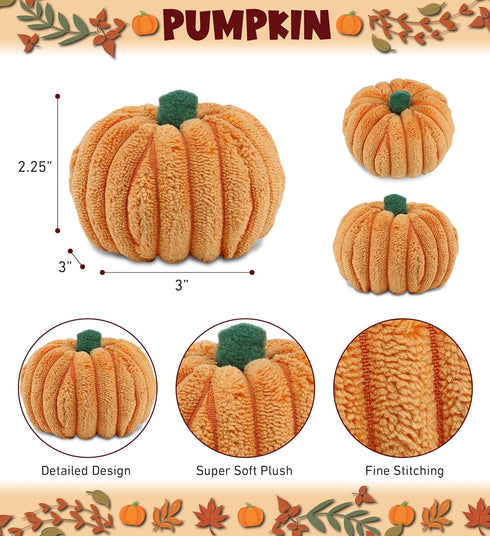 DolliBu 3 Inch Small Pumpkin Plush - Spooky Plush Toy for Halloween Decor, Party Favor, Thanksgiving