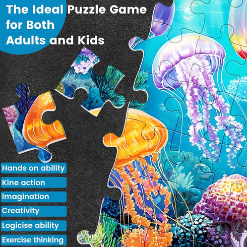 WSCXSC 300 300 Piece Puzzle for Adults,Ocean Jellyfish Jigsaw Puzzles Pieces for Adult Kids Elderly Puzzle Game Premium