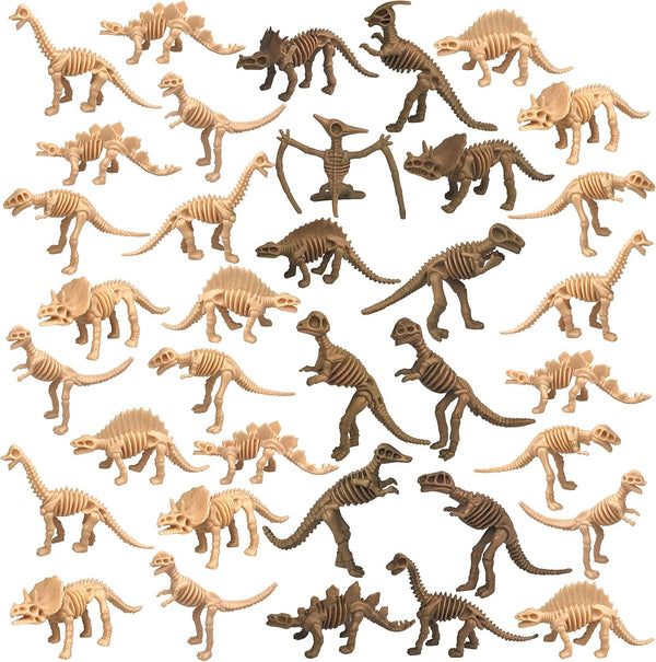 36 PCS Dinosaur Fossil Skeletons, Assorted Figures Dino Bones for Science Play, Party Favor Decorations