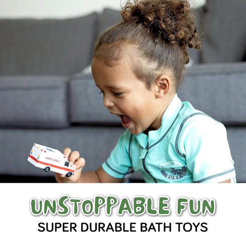 Mold Free Bath Toys for Babies and Toddlers, Non Squirting Car Bath Toys, BPA-Free, Safe Fun for 0-18 Months
