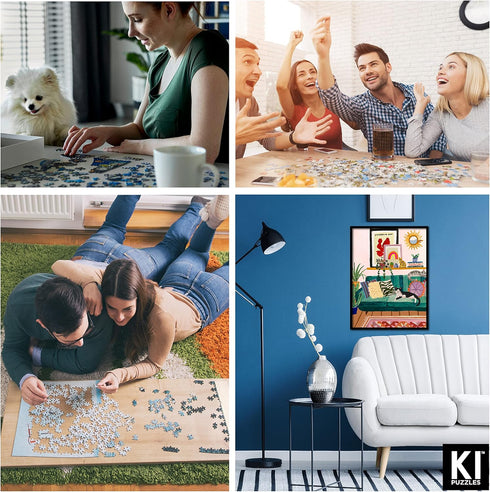 500 Piece Puzzle for Adults, Hygge Collection Stay at Home Rhi James, 24x18 Jigsaw and Candle