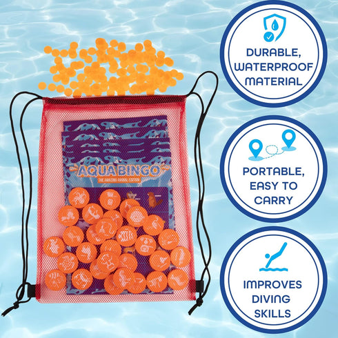 Summer 30 150 16 Pool Bingo Diving Game for Kids- Party Fun Edition Toy- Dive & Call Sinking Animal Themed "Numbers"
