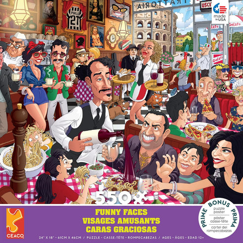 Ceaco - 550 Piece Jigsaw Puzzle - Funny Faces - Italian Restaurant