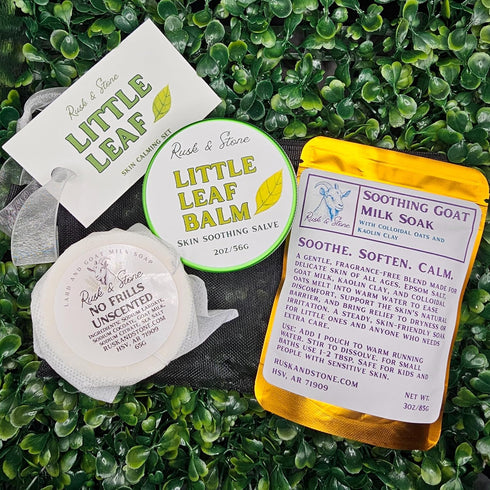 Rusk & Stone Little Leaf Green Salve Gentle herbal balm for dry, irritated, and sensitive skin no essential oils