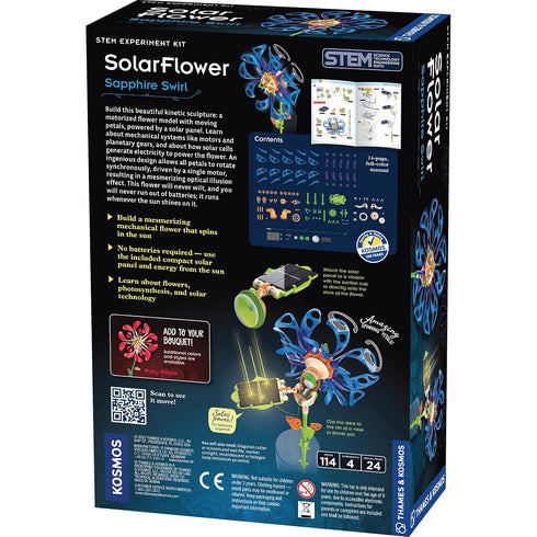 8+, Thames & Kosmos SolarFlower Sapphire Swirl STEM Kit | Build a Motorized Solar-Powered Flower with Spinning