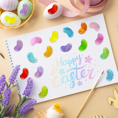 1000 Easter Jelly Bean Sticker - Pcs Easter Candy Sparkle Glitter Waterproof Vinyl Reusable Laptop Sticker Coloring