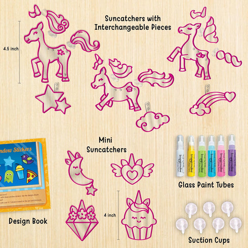 Imagimake Window Art Unicorn Toy Painting Kit, Suncatcher Art Supplies, Unicorn Gifts for Girls Age 6-8, Kids Crafts