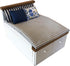 Dollhouse White Queen Bed for 6 Inch Dolls, Mini Wooden Bed with